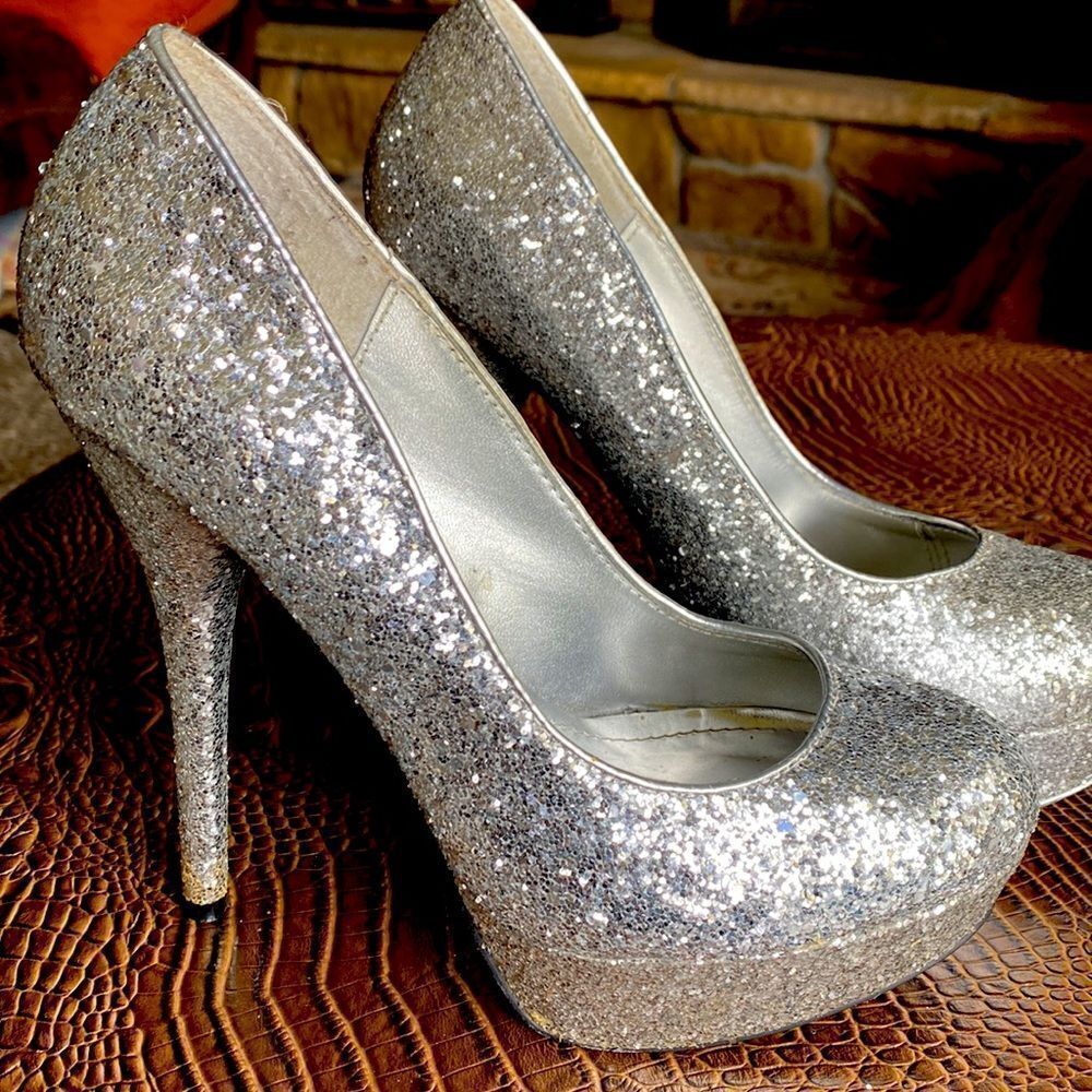 Sparkle Glitter Shoes fancy heels Sz 8